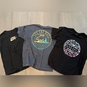 Boys Medium Three Tee Bundle: Nike Tee, Rip Curl and Vans